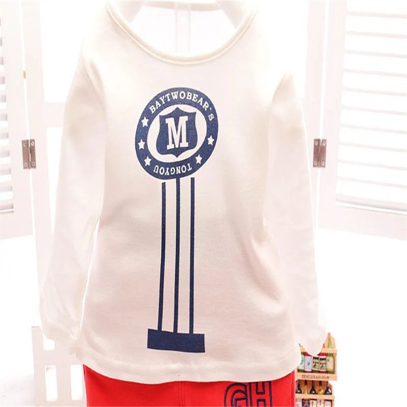 Autumn toddler boy 5th coat loose suit printed cotton long sleeve+printed V-neck letter zipper coat+casual sweatpants 3Pcs suit