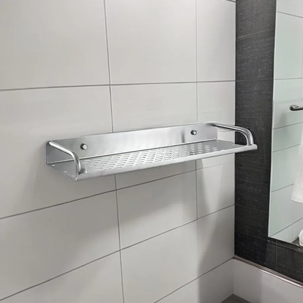 Bathroom Shelf Organizer Storage Wall Mounted Shelves Kitchen Shower Rack Stainless Steel Shampoo Holder Drain Water Accessories