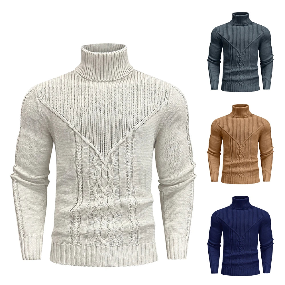 Men's Sweater Winter Slim Fit Crewneck Pullover Casual Chunky Cable Knit Comfort Heavy Long Sleeve Warm Solid Sweaters US Size