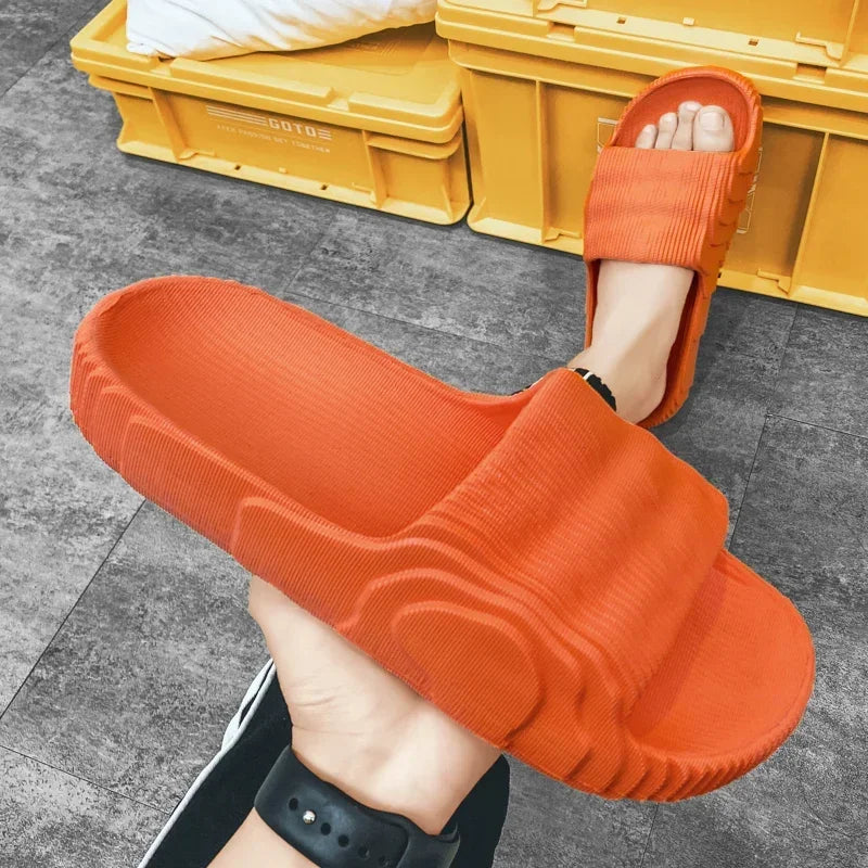 Soft Home Slippers Couple Summer Indoor Skid Proof Bathroom Slippers Sandals Hotel Solid Color Men Women Flip Flops Flat Shoes