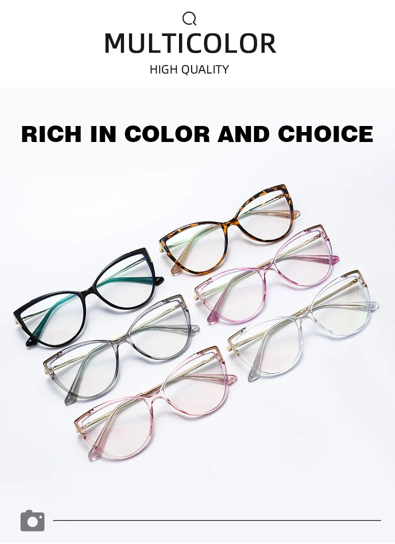 Personality Cat Eye Anti-Blue Light Spring Hinged Glasses Cross-Border Men Women Glasses Shopping Leisure Advanced Frames