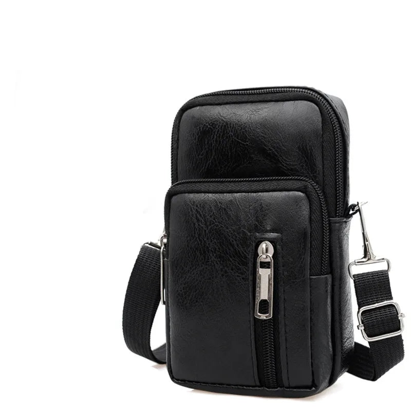 Men'S Shoulder Bag Multi-Function Leather Messenger Casual Crossbody Bags High Quality Male Purse Phone Chest Pack