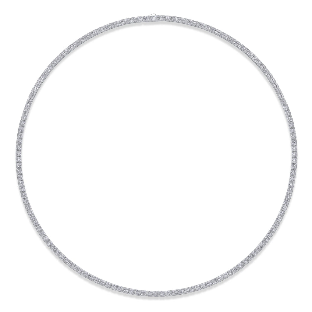 JIUZUAN Moissanite Tennis Necklace 925 Sterling Silver 18K Gold Plated Classic Style for Women Gift with GRA Certificate