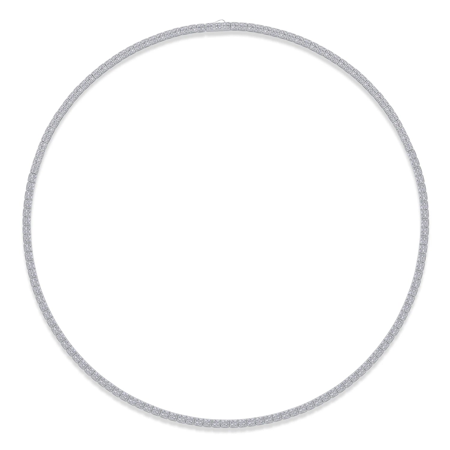 JIUZUAN Moissanite Tennis Necklace 925 Sterling Silver 18K Gold Plated Classic Style for Women Gift with GRA Certificate