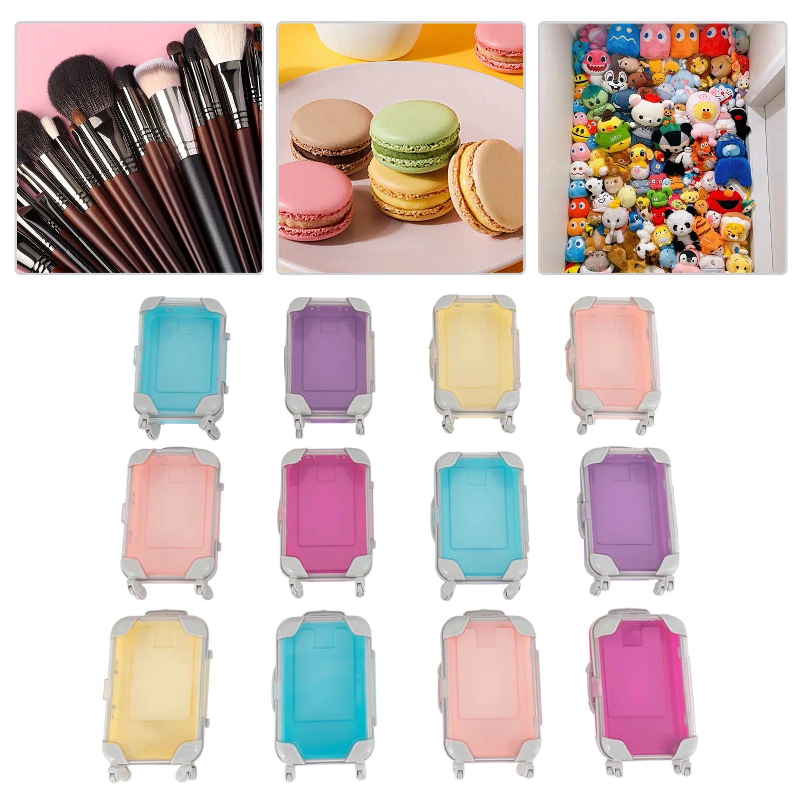 12pcs ABS Mini Suitcase Simulation Trolley Case Mini Luggage Mixed color