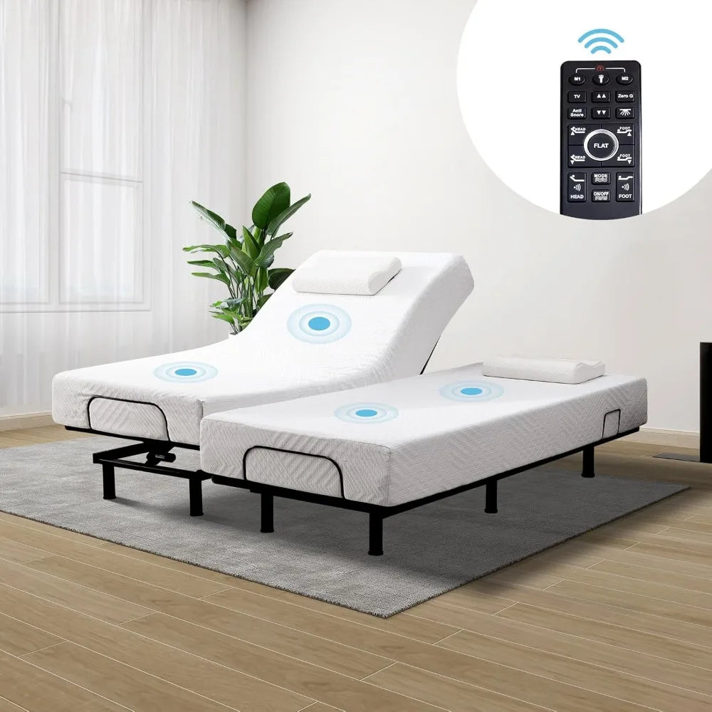 Adjustable Bed Frame Base Queen with Massage,Wireless Remote Control,Ergonomic Motorized Head and Foot Incline,Zero Gravity,Ant