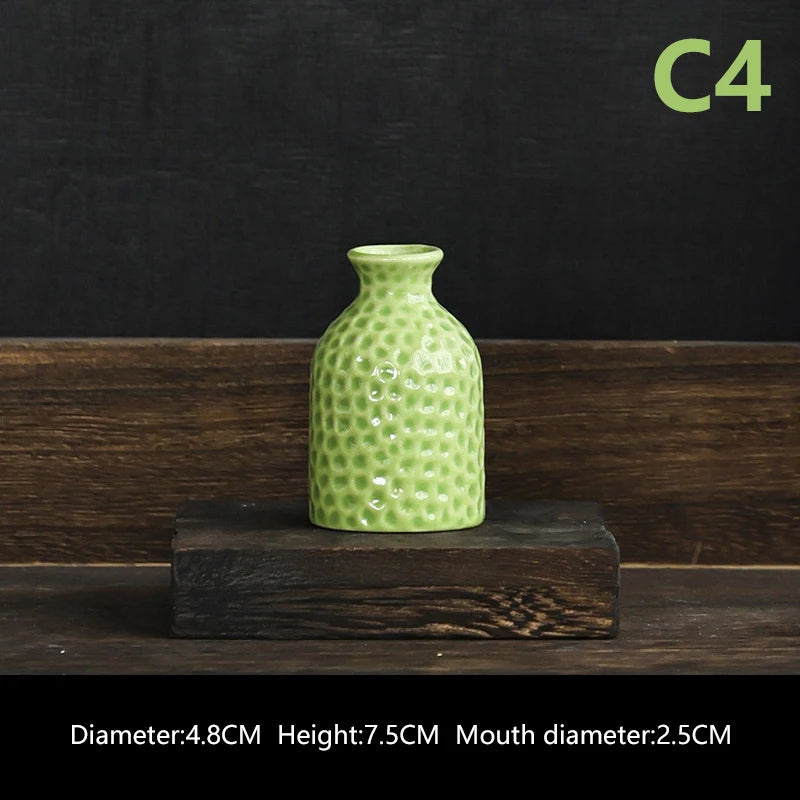 Ins Ceramics Flower Vase Nordic Hydroponics Vases Creative Room Decor Mini Flower Plant Bottle Pots Table Ornament Colorful Vase