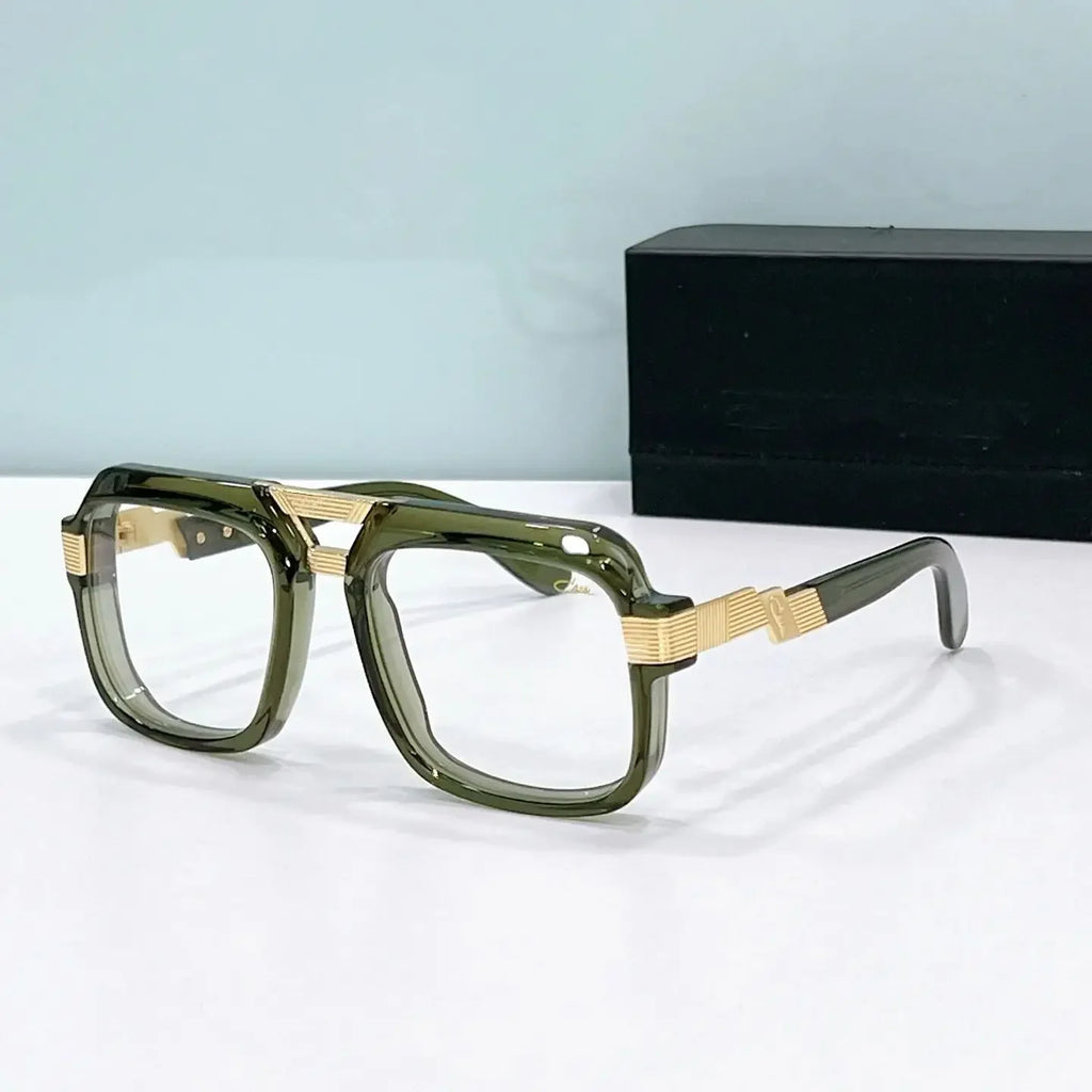 Original CCAZAL MOD669 Luxury Design Square Casual Men Sunglasses Trendy Top Quality Green Acetate Frame Women Couple Eyewear
