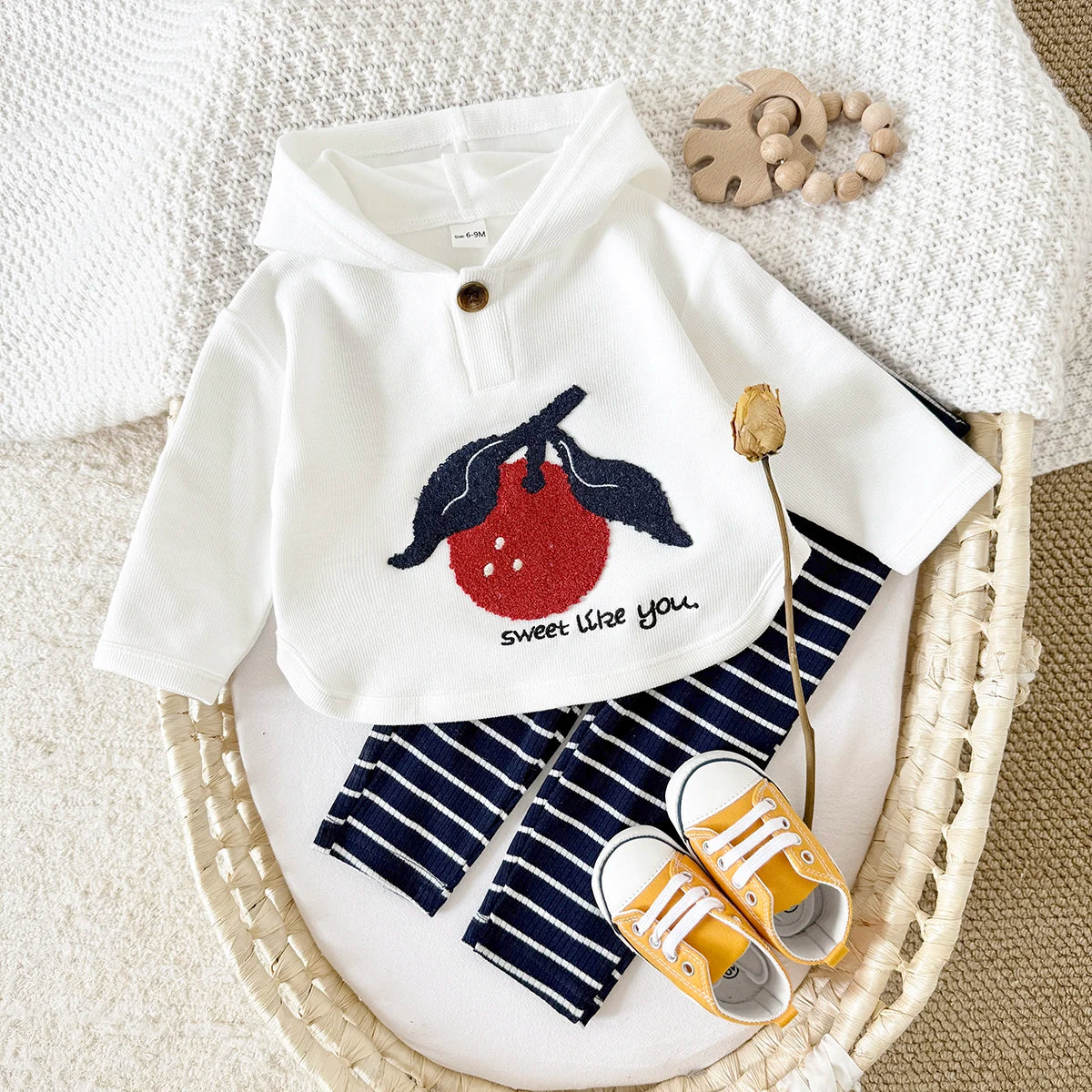 New Baby Boy Clothes 2Pcs Autumn Winter Hooded Long Sleeve Top Pants Cartoon Fruits Toddler Outfit Kids Newborn Clothing Sets