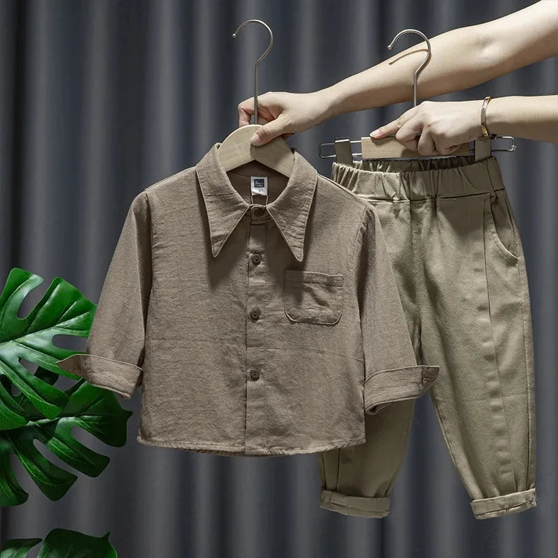 Baby Boy Clothing Suit 2024 Spring Autumn Knitted Sleeveless Sweater Vest + Shirts + Pants Boys Outfit Kids Set