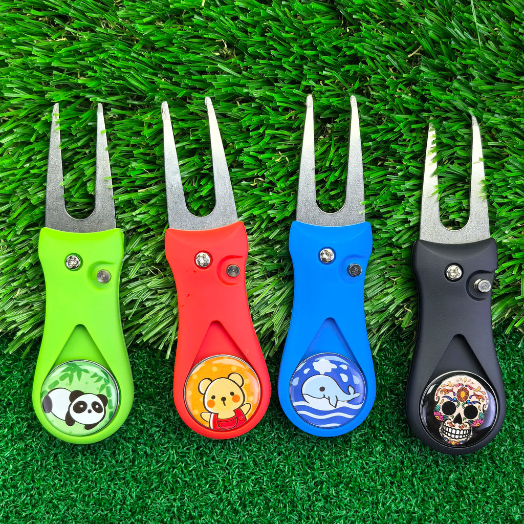 4-Color Golf Green Fork Set Lawn Repair and Turf Maintenance Tools for Golf Course Cleaning and Care Accessories