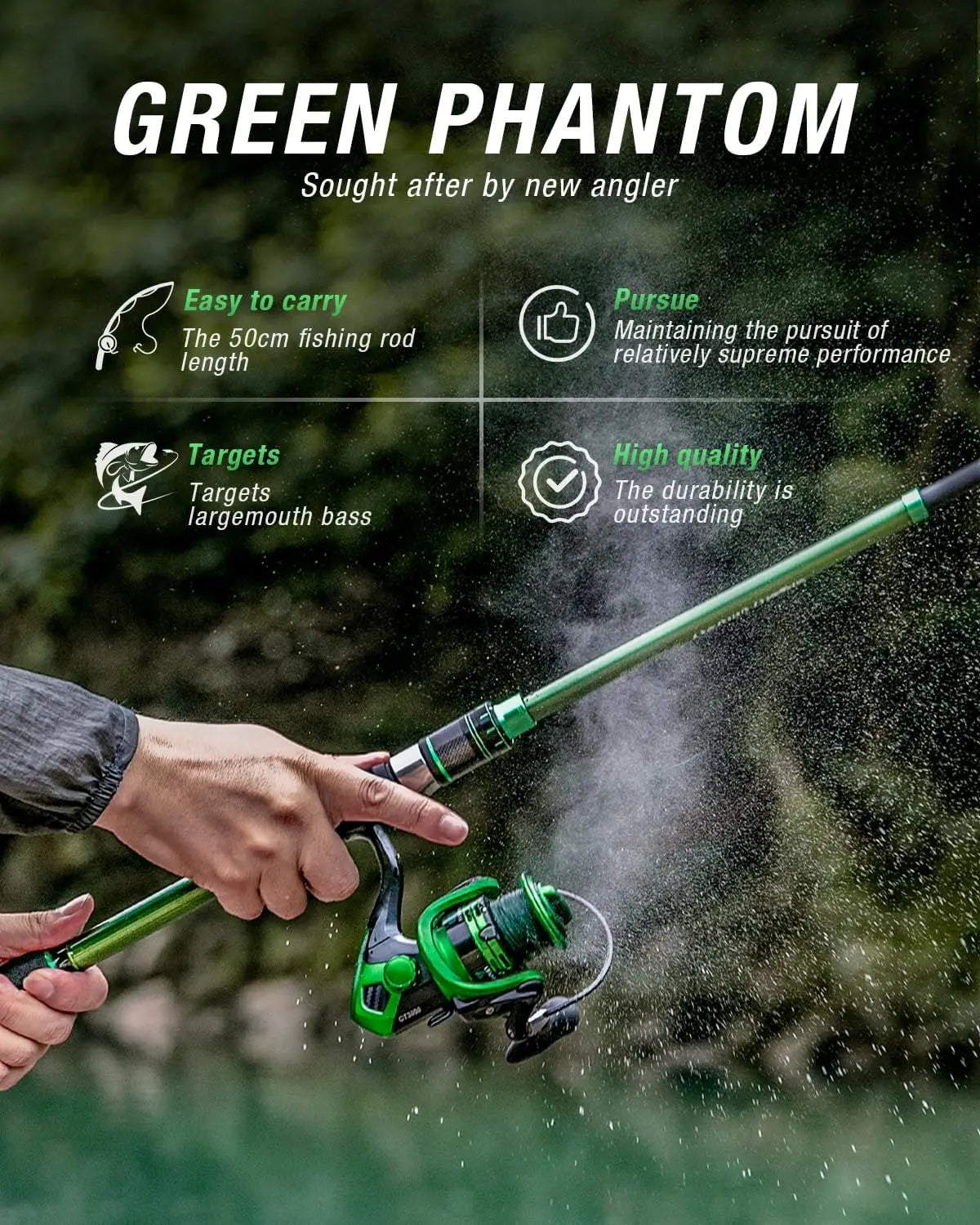 Fishing Rod and Reel Combo, Telescoping Fishing Pole Travel Kit with Carrier Bag for Freshwater for Men