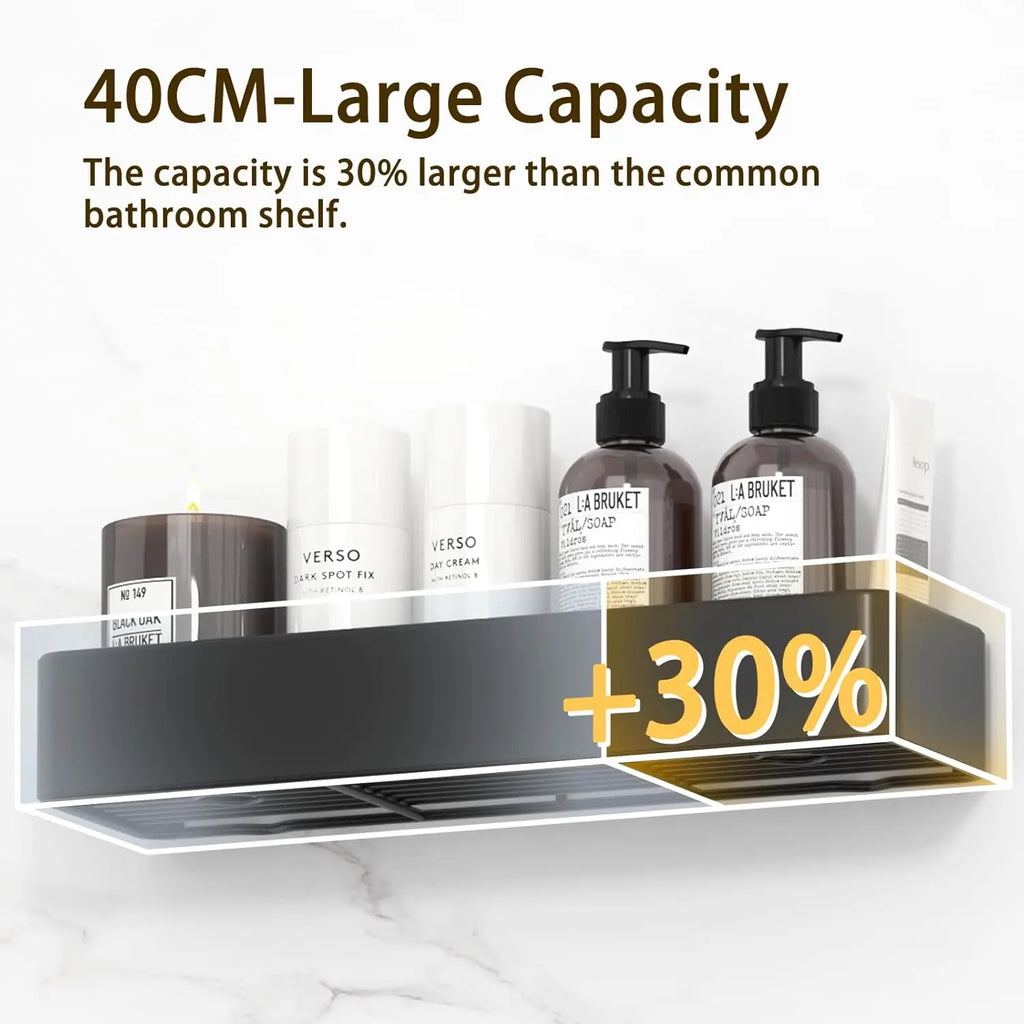 Adhesive Shower Shelves with Soap Holder 4 Hooks no Drilling Bathroom Organizers and Storage Racks