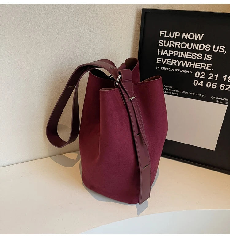 Retro Frosted Buet Bag Large Capaci Commuter Women's Single oulder Slant Cross Bag Soft PU Material Buet ape