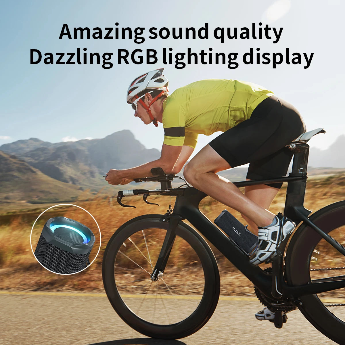 MLOVE P2 Bluetooth Speaker, Bluetooth 5.3, Dual Speakers, RGB Lights, IPX7 Waterproof, TWS Connectivity