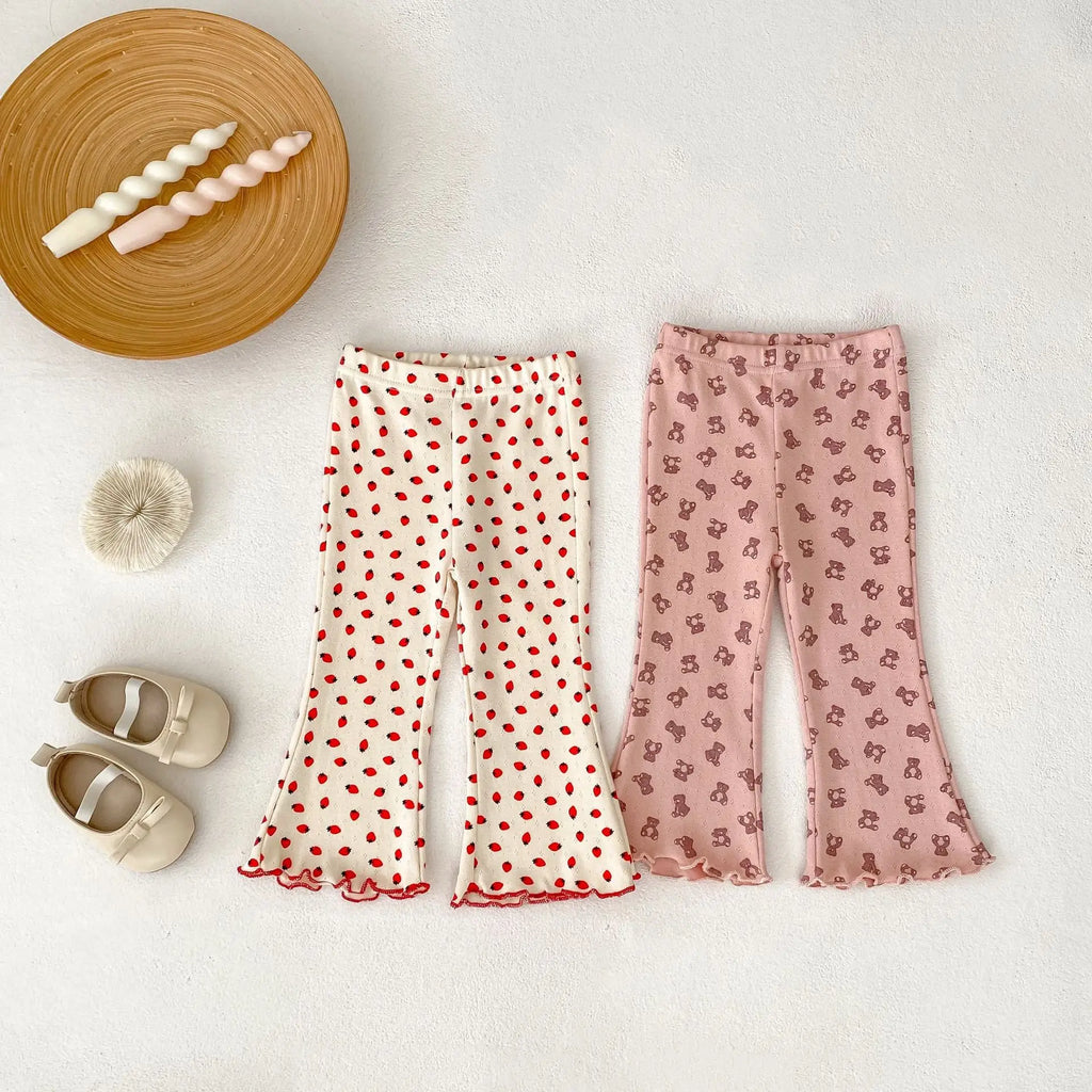 2025 New Korean Version Autumn Baby Girl Floral Micro Print Baby Leggings Baby Mosquito Proof Pants