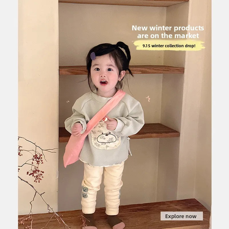 Children's Velvet Overalls 0-5 Years Old Winter Korean Children's Clothing Boys' Fashionable Casual Pants Girls' Pants