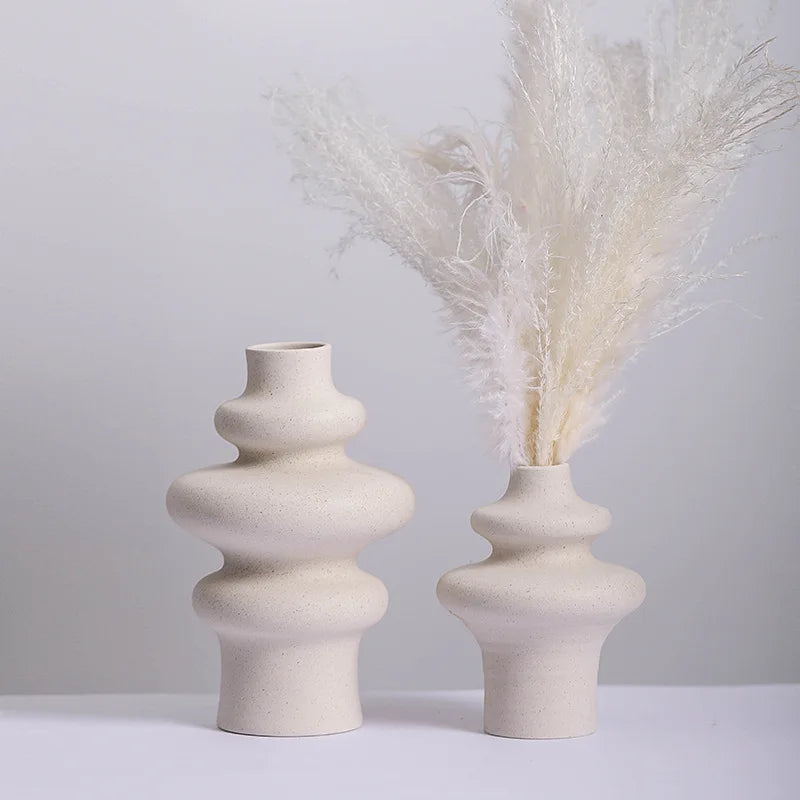 Ins Style Ceramic WhiteVase Decoration Spiral Vase Modern Home Decoration Flower Pot Vase Decoration Home Living Room Decoration