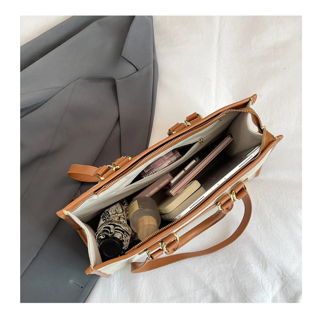 large-capacity women's leisure canvas bag, simple single-shoulder commuter bag Tote bag, suitable for daily commuting