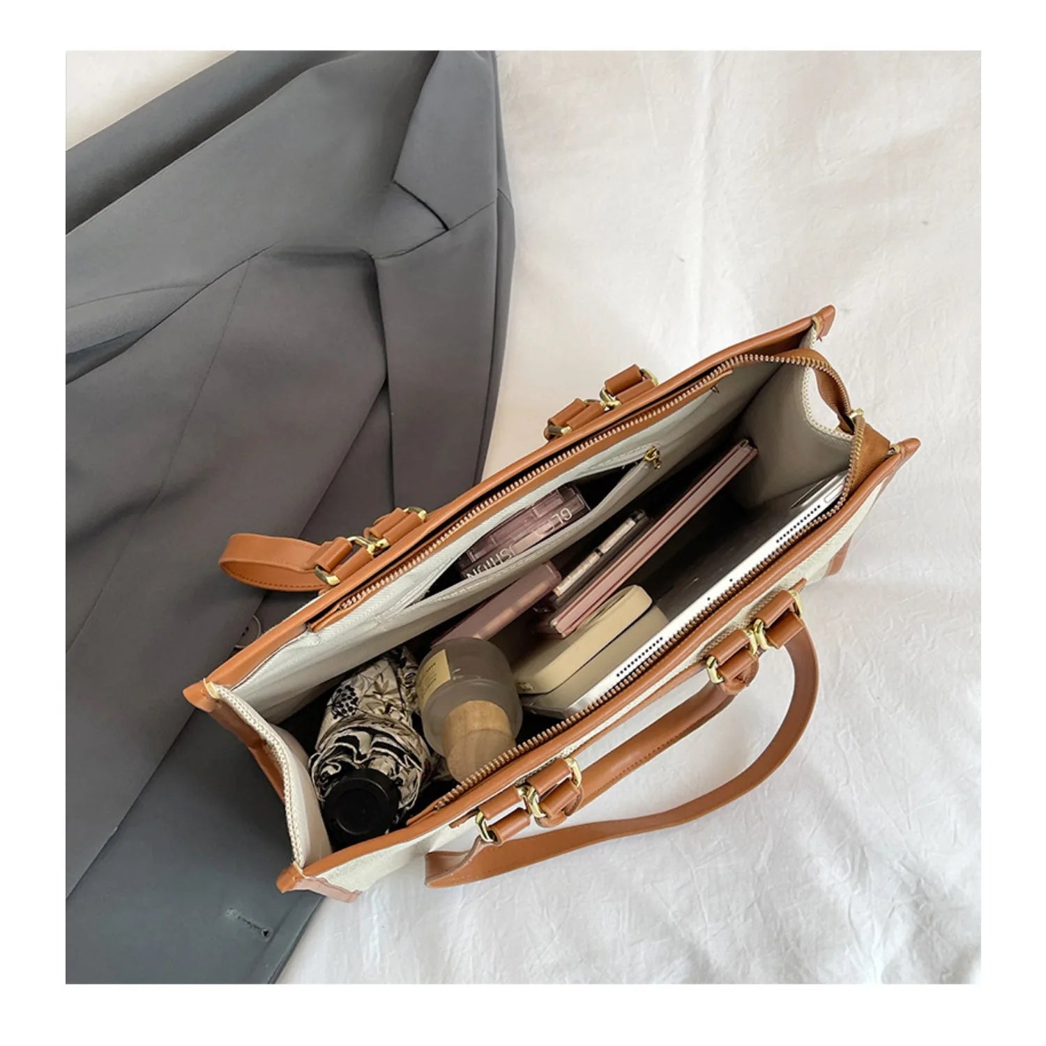 large-capacity women's leisure canvas bag, simple single-shoulder commuter bag Tote bag, suitable for daily commuting