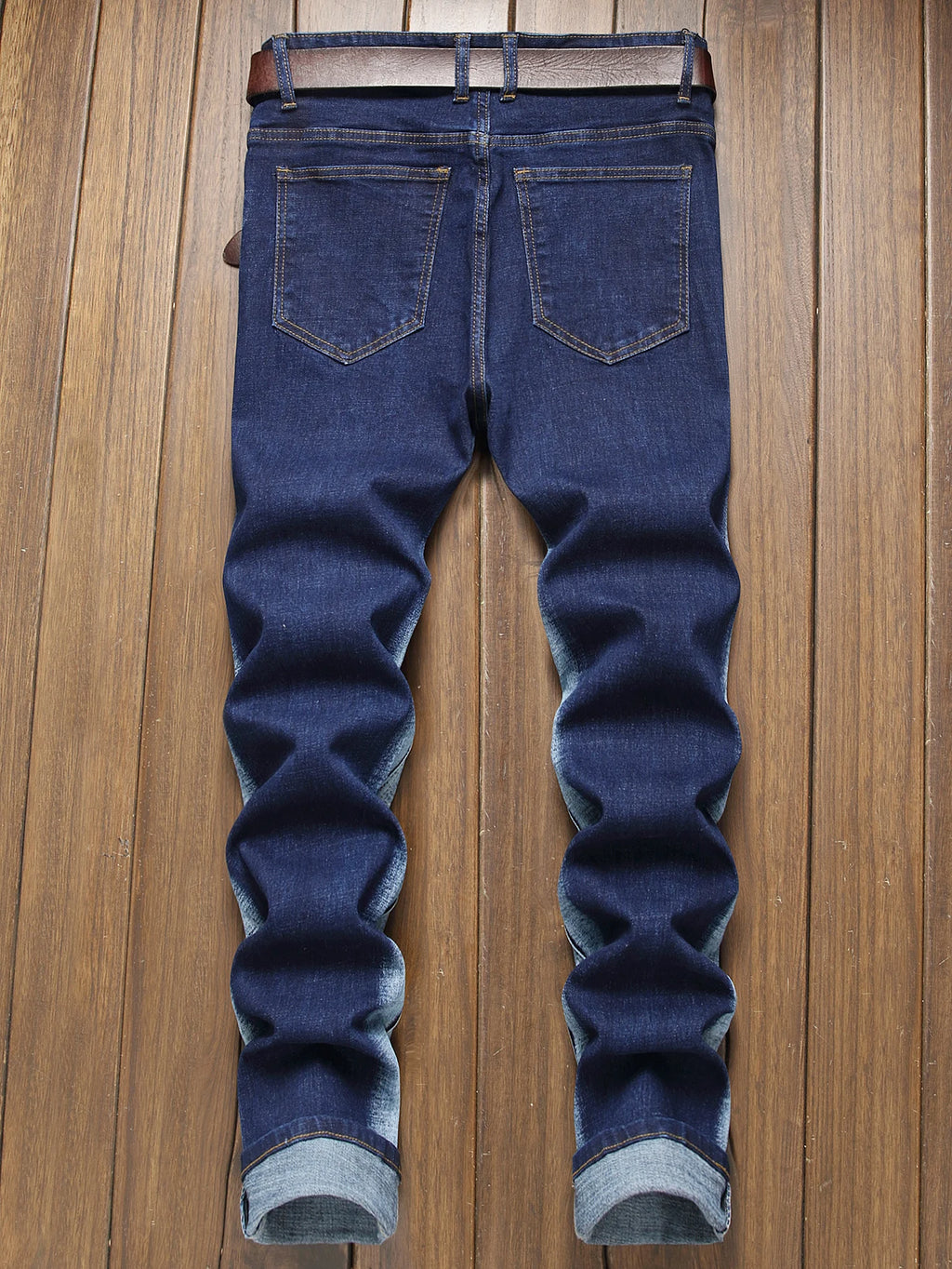 Stylish Mid Stretch Slim Fit Jeans - Men's Mid Waist Distressed And Ripped Denim Jeans With Tassels For All Seasons Street Wear