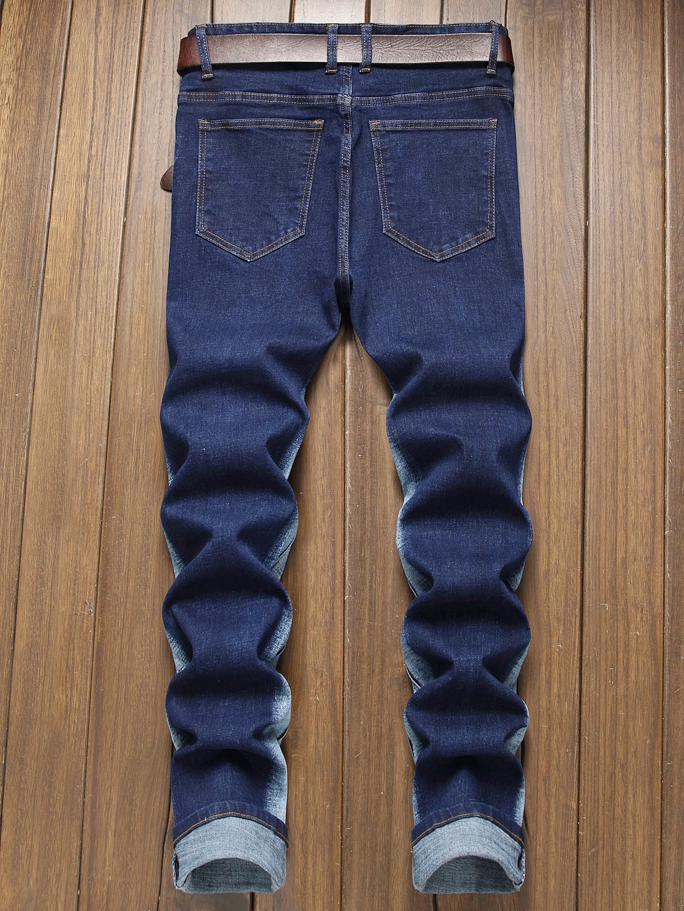 Stylish Mid Stretch Slim Fit Jeans - Men's Mid Waist Distressed And Ripped Denim Jeans With Tassels For All Seasons Street Wear