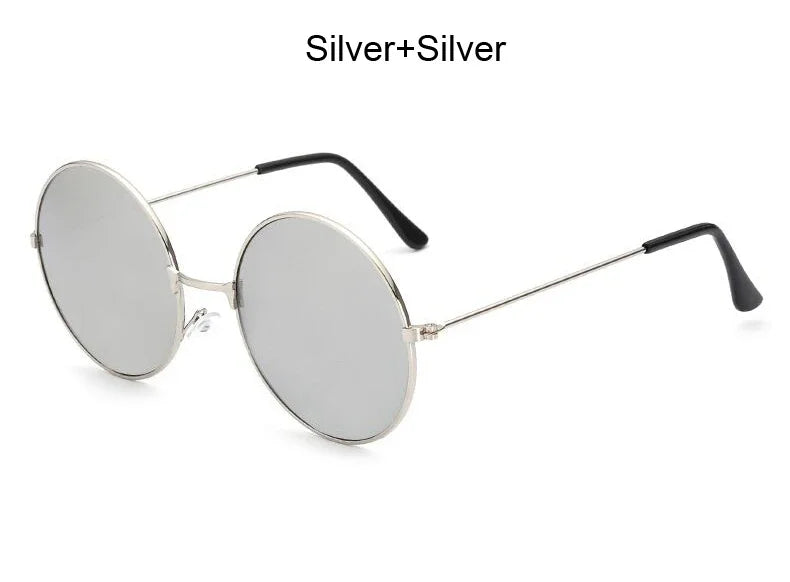 Classic Round Sunglasses Women Vintage Circle Design Sun Glasses For Women Male Small Frame Metal Colorful Ocean Mirror Retro