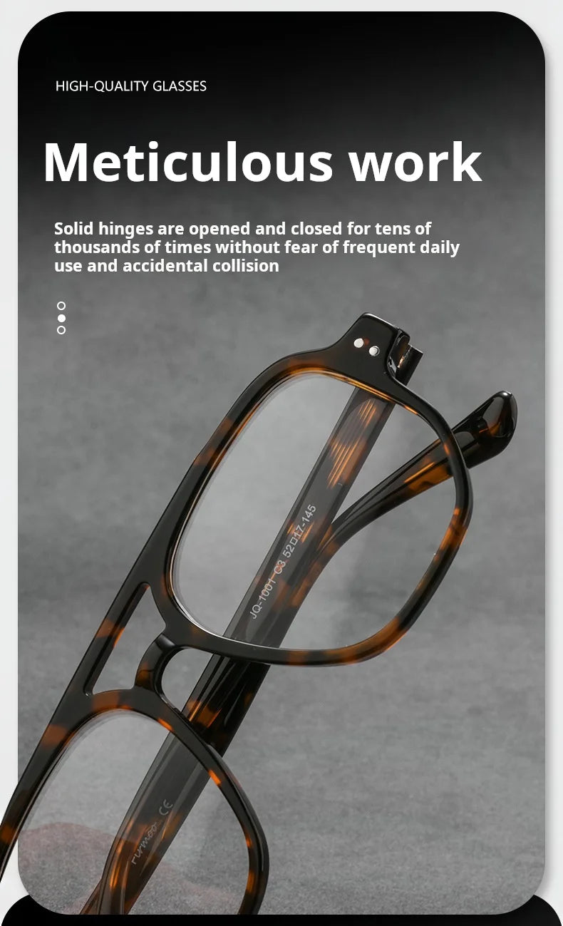 TFTB Fashion Trend Pilot Glasses Men Double Beam Acetate Ultralight Retro Optical Prescription Eyeglasses Frame Women 140mm