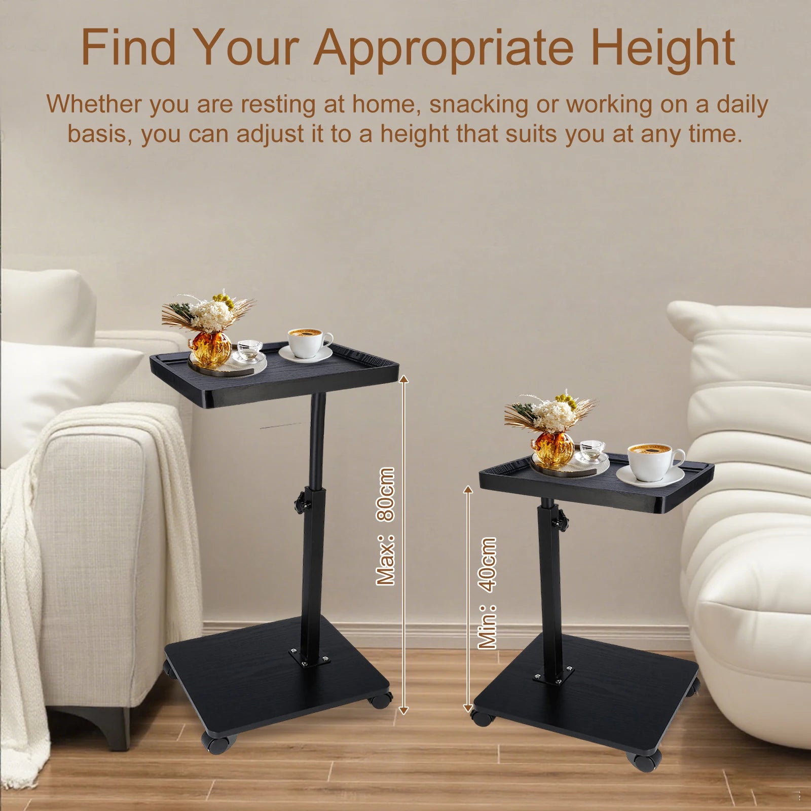 Sofa Side C-Shaped Coffee Tea Table With Wheel Simple Mobile Storage Desk Multifunctional Table for Home Living Room Bedside