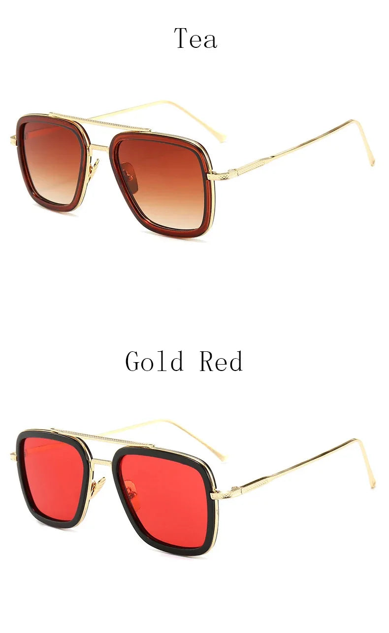 Tony Stark Robert Downey Square Sunglasses for Men Women Fashion Classic Vintage Design Metal UV400 Transparent Sun Glasses 2025