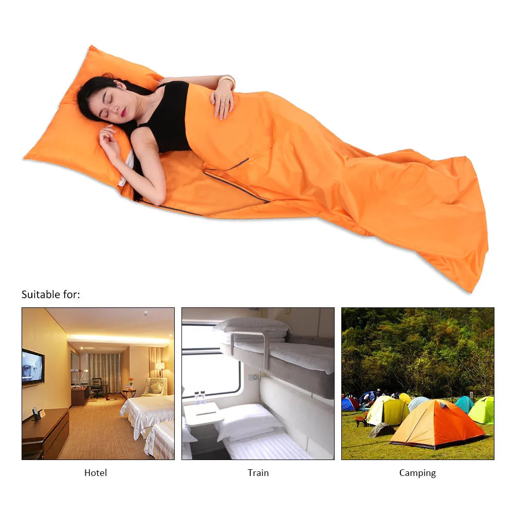 Lightweight Outdoor Sleeping Bag Liner Polyester Pongee Portable Single Sleeping Bags Camping Travel Hotel Sleep Bag 75*210CM