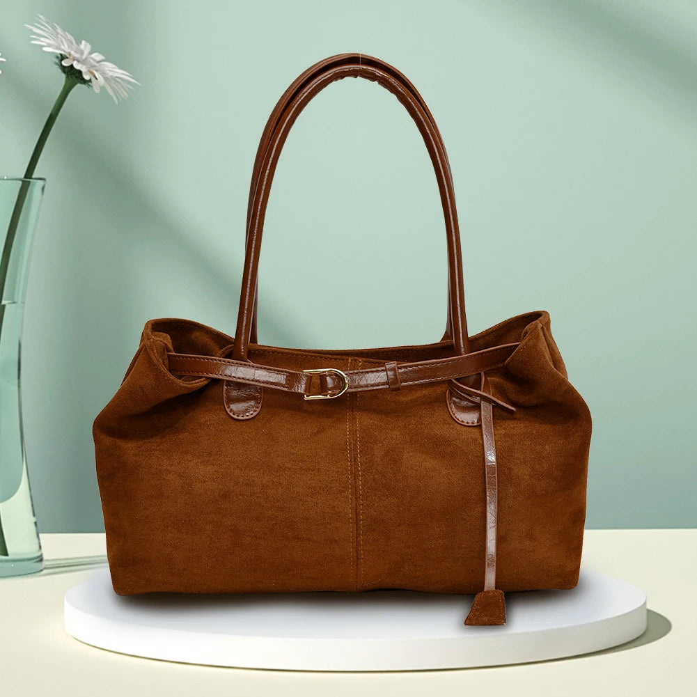 Women PU Fashion Shoulder Bag Solid Color Stylish Shoulder Purse Hasp Closure Simple Commuting Bag Trendy Work Bag