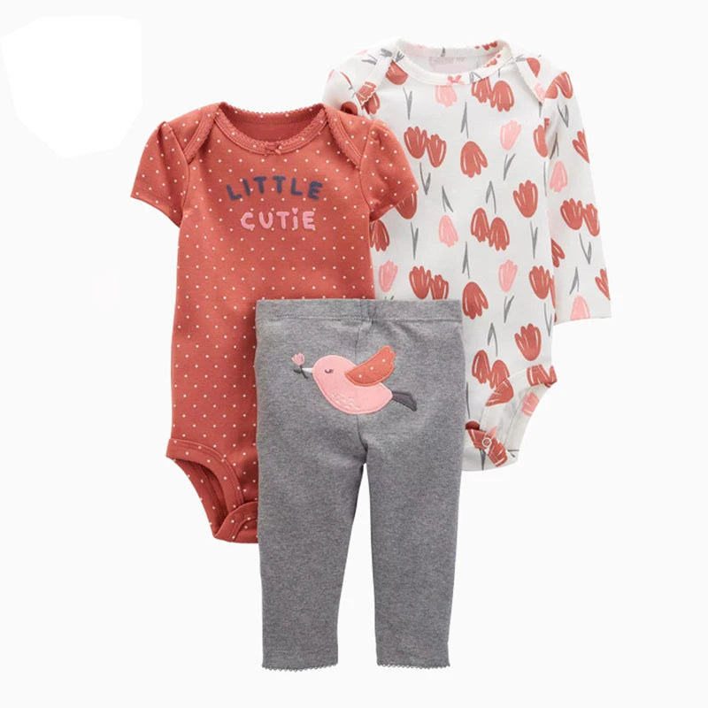 2025 Baby Girls Clothes Autumn Spring Newborn Infant Outfit Cotton Bodysuit Top And Bottom Pants Kids Toddler Clothing Set 6-24M