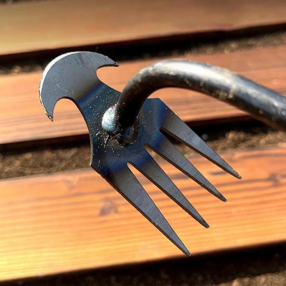 Garden Weeder Manganese Steel Grass Rooting Loose Soil Rake Ergonomic Handle Weed Extractor Sturdy V-shaped Fork Gardening Tools