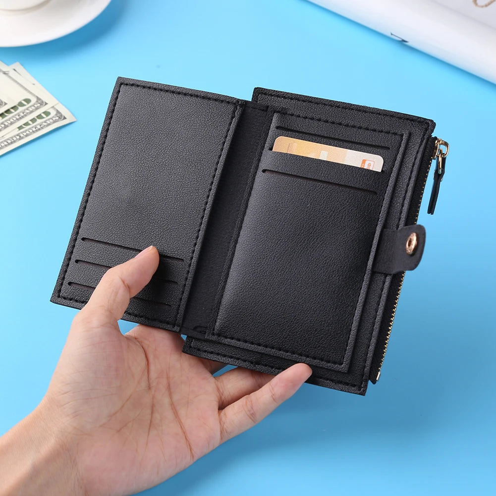 Women PU Credit Card Holder Zipper Cash ID Card Pure Color Mini Business Card Case Name Card Holder Holiday Gift