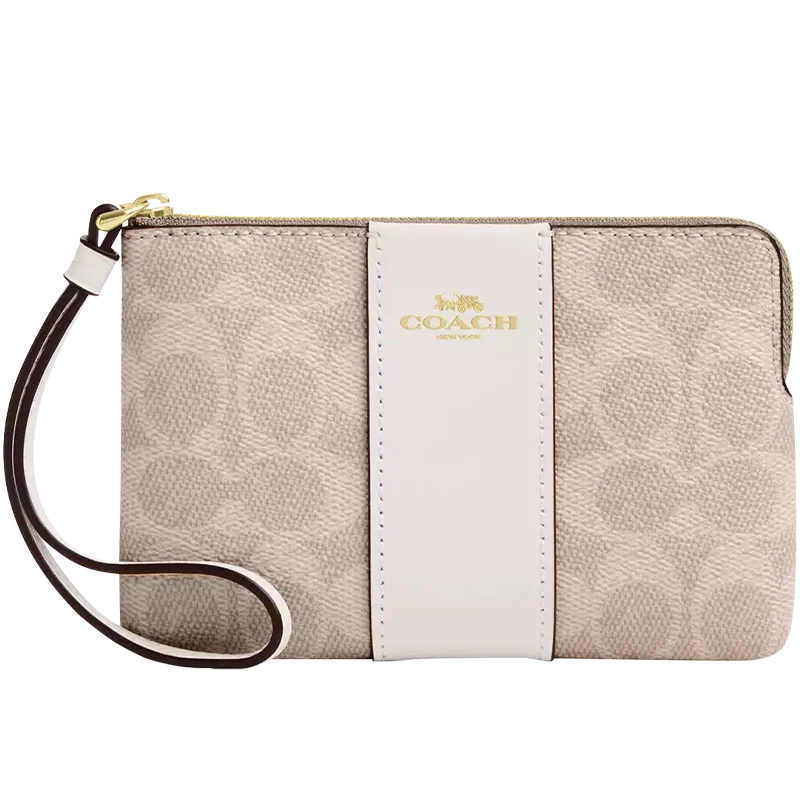 Corner Zip Wallet Wristlet Bag Travel Wallet In Signature Canvas With Stripe,CS602