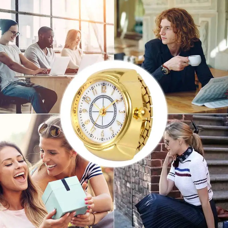 Mini Couple Watches For Women Men Ring Watch Round Dial Arabic Numerals Analog Quartz Ring Watches Ladies Finger Ring Watch Gift
