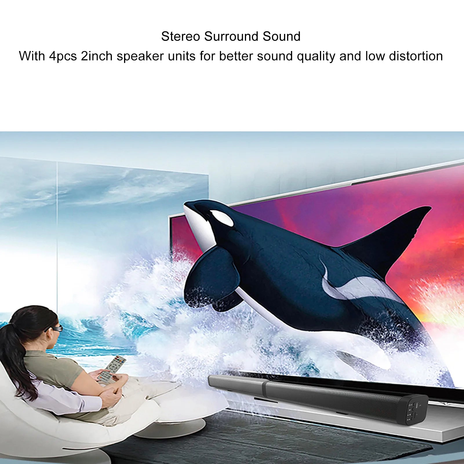 2 in 1 Separable Soundbar Bluetooth TV Speaker Wall Mounted with HD Multimedia Cable for Home Theater Home Theater Soundbar