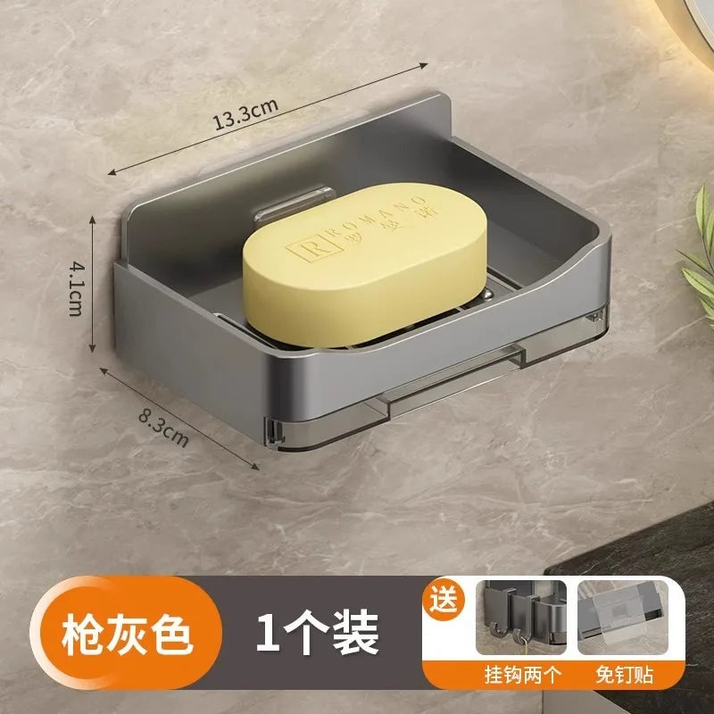 Modern bathroom wall mounted soap dish without water accumulation new balcony soap box household drain storage rack