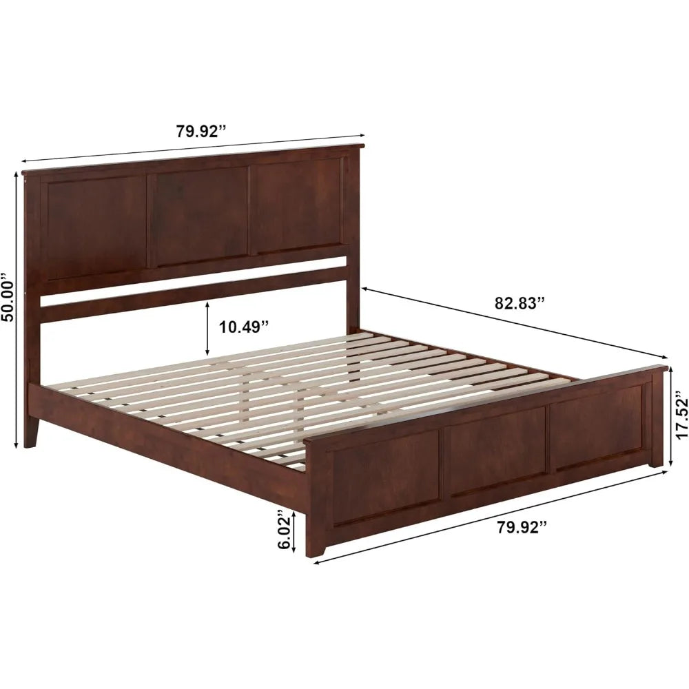 Walnut AFI Charlotte King Size Solid Wood Platform Bed with Matching Footboard