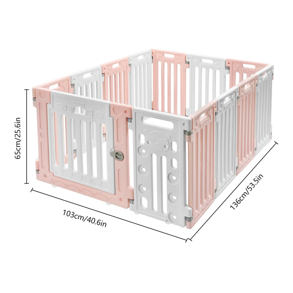 ﻿ Bone Patterns Freestanding Dog Playpen Dog Playpen with Door Portable Pet Safety Fence Puppies Small  Medium Dogs 11 Panels