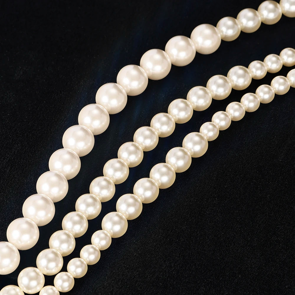 18K Gold Plated Multi-Layered Imitation Pearl Long Sweater Chain Necklace for Women Vintage Body Chain Party Wear Accessories