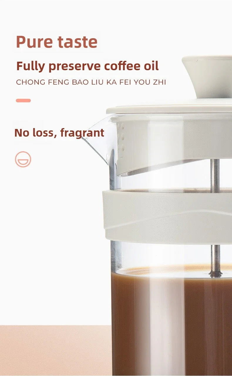 350/800/1000ml French Press Coffee Pot Multifunctional Home Hand Punch Pot Transparent Glass Coffee maker Coffee Accessories