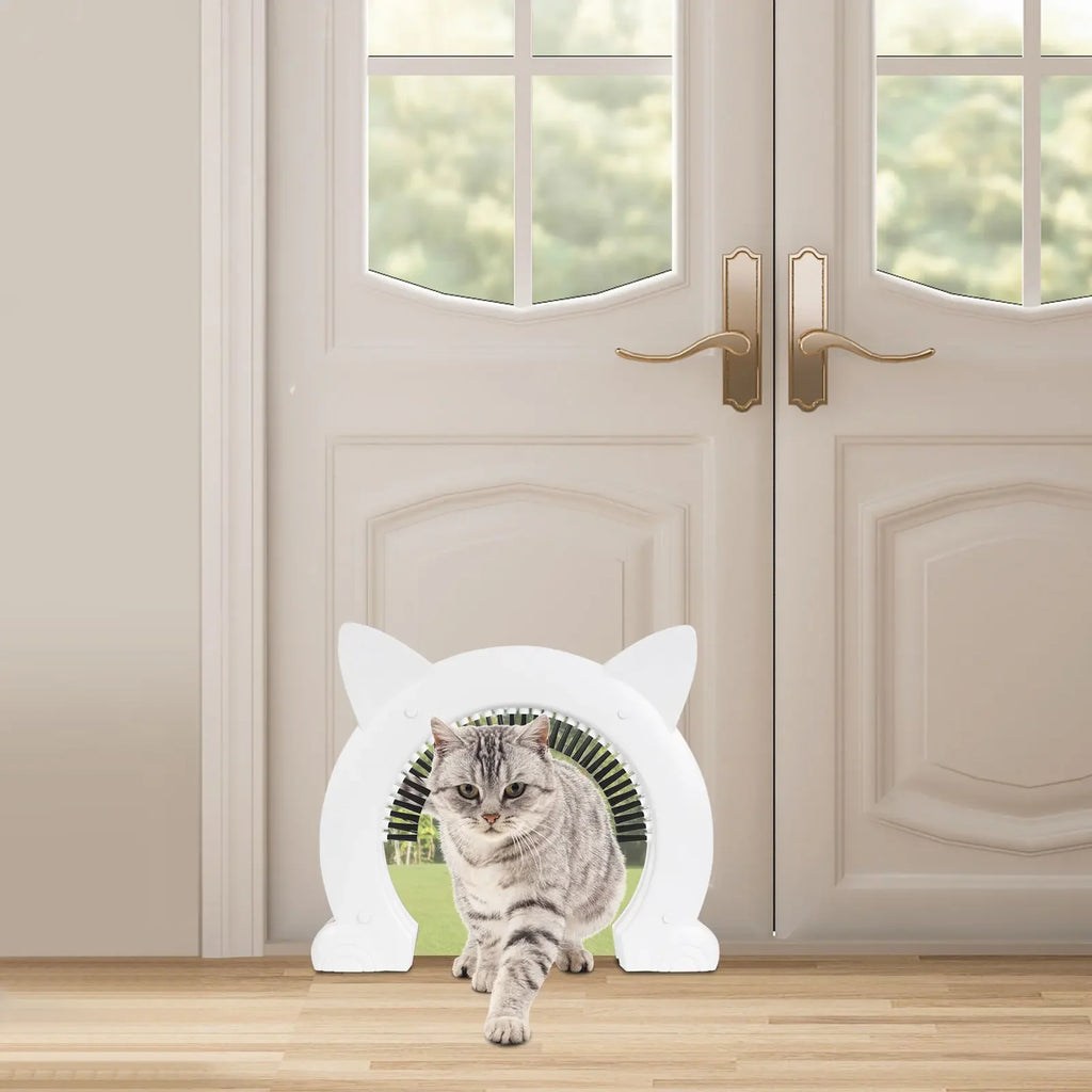 Large Cat Door Interior Door, Pet Doors For Cats, Kitties And Small Dogs For Mounting On Thick Doors And Walls (White)