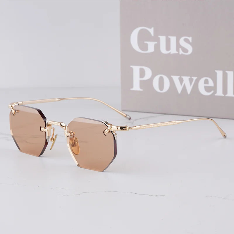 ELDORADO Light Luxury Sliver Boundless Sunglasses for Male Designer Hand Craft Top Quality Rimless Alloy Solar Glasses for Men