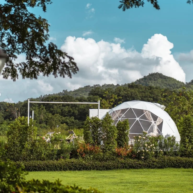 Luxury camping geodesic dome house hemispherical house PVC geodesic dome tent camping dome tent hotel tent for glamping resort
