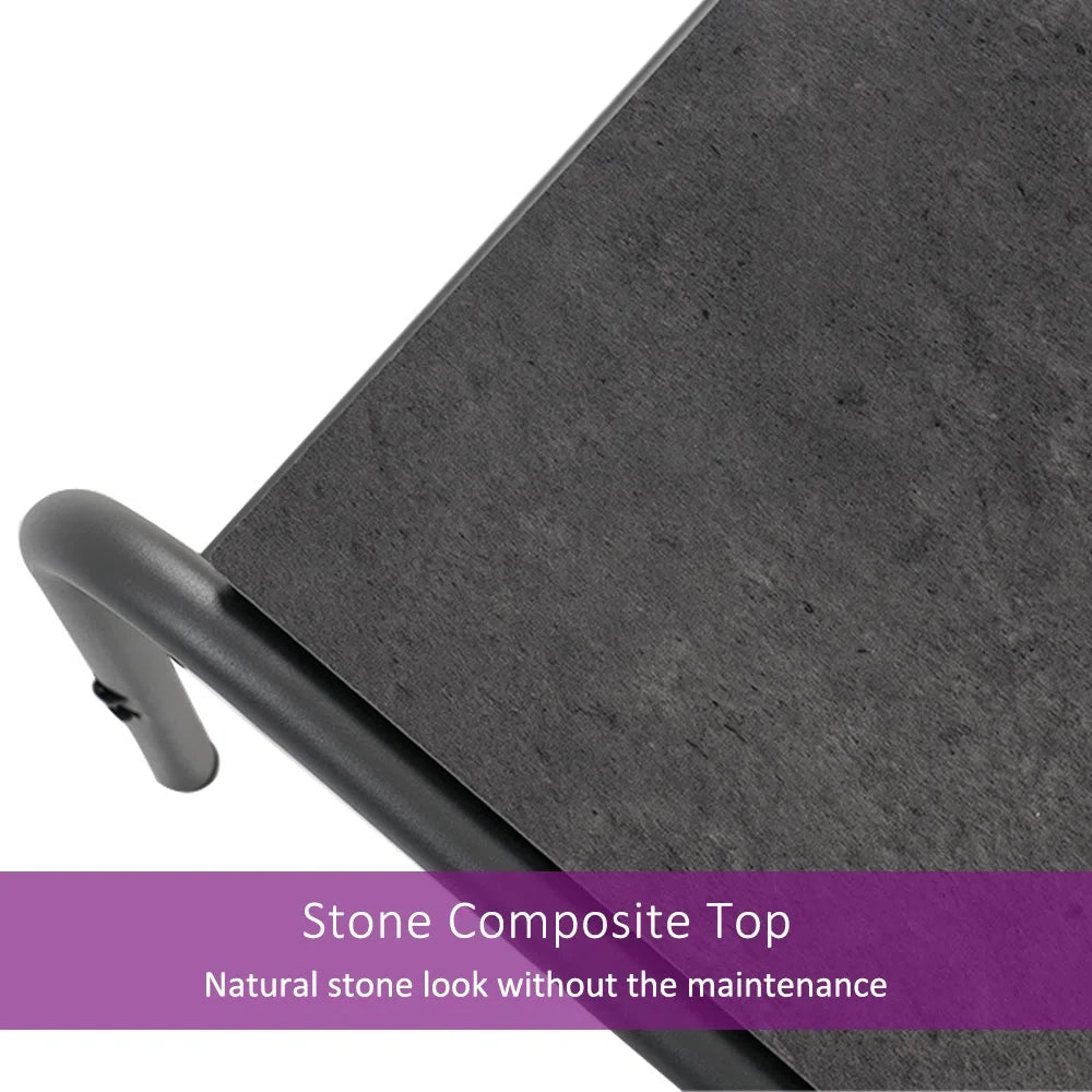 3-Piece Oversized Outdoor Furniture Set,Wide and Deep Lounge Chairs with Olefin Cushions and Stone-Top Side Table for Garden