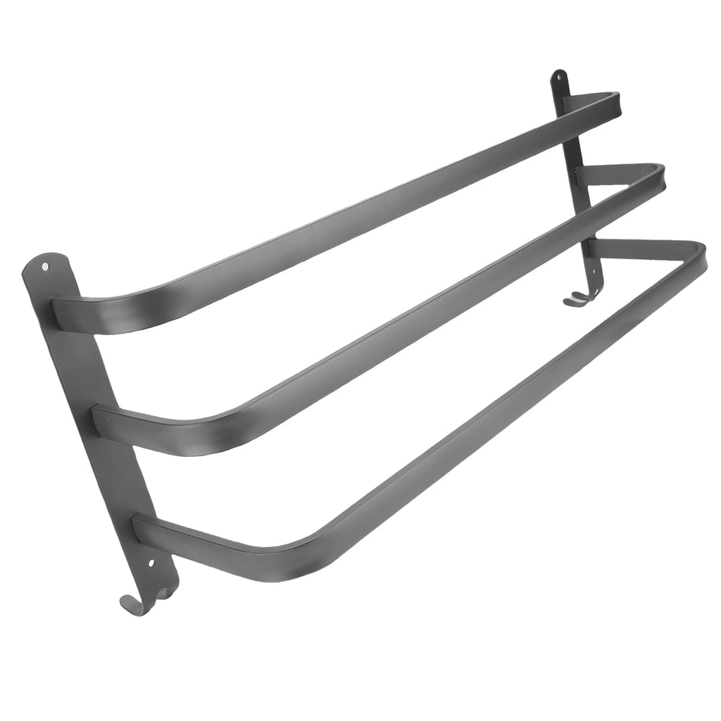 3 Tier Bathroom Towel Rack 60CM Aluminum Alloy Space Saving Convenient Hook Wall Mounted Towel Bar Holder Organizer for Kitchen