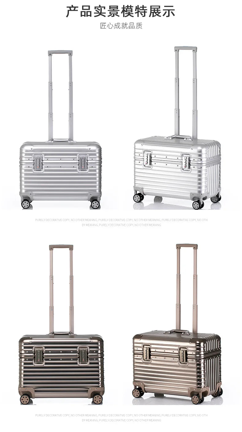 Bunnyfly 18/20-Inch Aluminum Alloy Magnesium Modern Carry-On Luggage Air Approval Aluminum Trolley Portable Cabin Size Suitcase