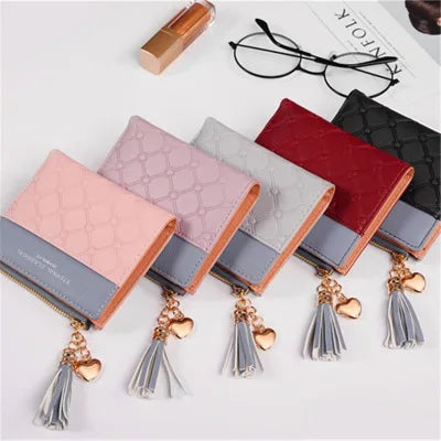 Tassel Leather Wallet Women Small Luxury Brand Famous Mini Women Wallets 2024 New Lovely Purse Female Small Wallet for Women Bag